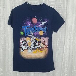 2/$25 or 3/$30 Navy Blue Space Jam Tune Squad Official 90's Graphic Baby Tee SzS